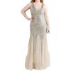 Women’s Sleeveless Sequins Dresses Mesh Mermaid Maxi Prome Party Dress Wedding Evening Dress(B-silver)