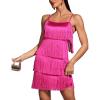 Women’s Spaghetti Strap Cocktail Dresses Flapper Dresses 20s Gatsby Tassel Short Dresses Prom Party Dress(B-rose)