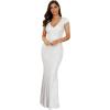 Women’s V Neck Sequin Formal Evening Dress Tassel Bead Sleeve Mermaid Long Gown 1920S Party Maxi Military Dress(A-silver)