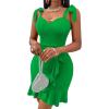 meilun Bow Strap Ruffle Mini Bodycon Dress Sleeveless Flowy Homecoming Dresses Short Cocktail Party Dress(A-green)