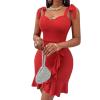 meilun Bow Strap Ruffle Mini Bodycon Dress Sleeveless Flowy Homecoming Dresses Short Cocktail Party Dress(A-red)