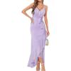 meilun Chiffon V-Neck Midi Dress Polka Dot Irregular Vacation Summer Wedding Bridesmaid Dress(A-purple)