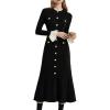 meilun High-Neck Maxi Dress with Long Sleeves, Fitted Waist and Single-Breasted Button-Front(Black)