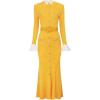 meilun High-Neck Maxi Dress with Long Sleeves, Fitted Waist and Single-Breasted Button-Front(Yellow)