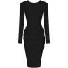 meilun Long Sleeve Formal Dress Backless Bow Tie Prom Evening Dress for Wedding Guest Bandage Party Dress(A-black)