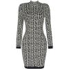 meilun Long Sleeve Mini Bandage Dress for Women Jacquard Sexy Formal Ladies Dresses for Wedding Guest(A-black)