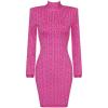 meilun Long Sleeve Mini Bandage Dress for Women Jacquard Sexy Formal Ladies Dresses for Wedding Guest(A-purple Red)