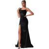 meilun Off-Shoulder Strapless Dress Elegant Long Evening Gown for Formal Occasions(Black)