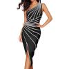 meilun One Shoulder Bodycon Bandage Dress for Women Side Slit Wedding Guest Dress Formal Gowns(Black)