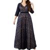 meilun Plus Size Half Sleeve Formal Dress Evening Gowns Plus Size V Neck Semi-Formal Cocktail Attire for Wedding Guest(Navy)
