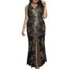 meilun Plus Size Sleeveless Formal Evening Gowns Slit Sequins 1920s Prom Wedding Guest Dresses(A-black)