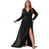 meilun Plus Size Women’s Sequinned Evening Gown Wedding and Gala Dress(Black)
