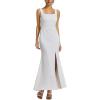 meilun Satin Bridesmaid Dress White Luxury Evening Gown Everyday Off-The-Shoulder Strapless Dress(White4)