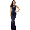 meilun Women’s Full Sequins Glitter High Neck Sleeveless Evening Long Prom Dress(Blue)