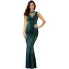 meilun Women’s Full Sequins Glitter High Neck Sleeveless Evening Long Prom Dress(Green)