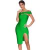 meilun Women’s One Shoulder Bandage Dresses for Women Wedding Guest Sexy Formal Midi Dress(Grass Green)