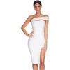 meilun Women’s One Shoulder Bandage Dresses for Women Wedding Guest Sexy Formal Midi Dress(White)