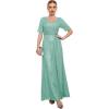 meilun Women’s Short Sleeve Sequin Dress Evening Gowns Formal Sparkly V Neck Maxi Dress for Wedding Guest(A-lightgreen)