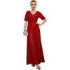 meilun Women’s Short Sleeve Sequin Dress Evening Gowns Formal Sparkly V Neck Maxi Dress for Wedding Guest(A-red)