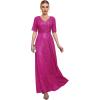 meilun Women’s Short Sleeve Sequin Dress Evening Gowns Formal Sparkly V Neck Maxi Dress for Wedding Guest(A-rose)