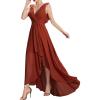 meilun Womens Sleeveless Dresses for Wedding Double V-Neck A-line Ruffle Formal Evening Dress(A-orange)