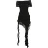 meilun Women’s Summer Off Shoulder Ruched Ruffle Bodycon Dress Flowy Sleeveless Wrinkcle Party Club Cocktail Short Dresses(A-black)