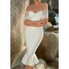 meilun Bandage Dress One Shoulder Elegant Package Hip Strapless Party Wedding Evening Gowns (White,S)