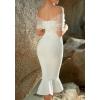 meilun Bandage Dress One Shoulder Elegant Package Hip Strapless Party Wedding Evening Gowns (White,S)
