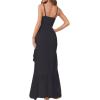 meilun Chiffon V-Neck Midi Dress Polka Dot Irregular Vacation Summer Wedding Bridesmaid Dress(A-black)