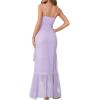 meilun Chiffon V-Neck Midi Dress Polka Dot Irregular Vacation Summer Wedding Bridesmaid Dress(A-purple)