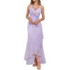 meilun Chiffon V-Neck Midi Dress Polka Dot Irregular Vacation Summer Wedding Bridesmaid Dress(A-purple)