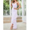 meilun Chiffon V-Neck Midi Dress Polka Dot Irregular Vacation Summer Wedding Bridesmaid Dress(A-white)