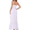 meilun Chiffon V-Neck Midi Dress Polka Dot Irregular Vacation Summer Wedding Bridesmaid Dress(A-white)