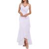 meilun Chiffon V-Neck Midi Dress Polka Dot Irregular Vacation Summer Wedding Bridesmaid Dress(A-white)