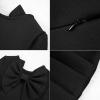 meilun Long Sleeve Formal Dress Backless Bow Tie Prom Evening Dress for Wedding Guest Bandage Party Dress(A-black)