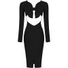 meilun Long Sleeve Formal Dress Backless Bow Tie Prom Evening Dress for Wedding Guest Bandage Party Dress(A-black)