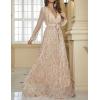 meilun Long Sleeve Sequins Formal Prom Evening Gowns Elegant V Neck Tassel Maxi Dress(A-champagne)