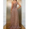 meilun One Shoulder Sleeveless Slit Maxi Dress Formal Evening Gowns Ruched A-line Long Dress(A-champagne)