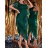 meilun Plus Size Chiffon Formal Maxi Dress Batwing Sleeve Ruched Shawl Long Evening Gowns(A-green)