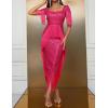 meilun Plus Size Chiffon Formal Maxi Dress Batwing Sleeve Ruched Shawl Long Evening Gowns(A-hotpink)