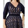 meilun Plus Size Half Sleeve Formal Dress Evening Gowns Plus Size V Neck Semi-Formal Cocktail Attire for Wedding Guest(Navy)