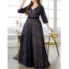 meilun Plus Size Half Sleeve Formal Dress Evening Gowns Plus Size V Neck Semi-Formal Cocktail Attire for Wedding Guest(Navy)