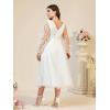 meilun Plus Size Mesh Dress Long Sleeve See Through Wedding Bridesmaid Dresses Gowns(White)