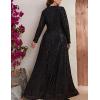 meilun Plus Size Women Long Sleeve Formal Dress V Neck Slit Sequin Long Dress Cocktail Party Dress(A-black)