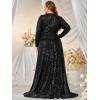 meilun Plus Size Women’s Sequinned Evening Gown Wedding and Gala Dress(Black)