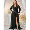 meilun Plus Size Women’s Sequinned Evening Gown Wedding and Gala Dress(Black)