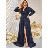 meilun Plus Size Women’s Sequinned Evening Gown Wedding and Gala Dress(Navy)