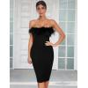 meilun Strapless Dress for Women Feather Formal Dresses Evening Party Mini Bandage Dress