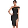 meilun Women’s One Shoulder Bandage Dresses for Women Wedding Guest Sexy Formal Midi Dress(Black)