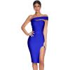 meilun Women’s One Shoulder Bandage Dresses for Women Wedding Guest Sexy Formal Midi Dress(Blue)
